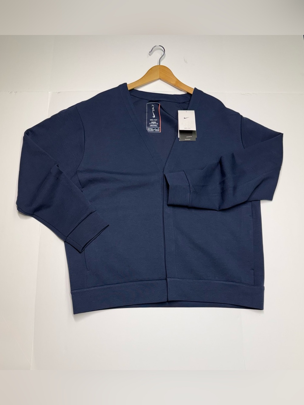 Nike 24.7 ImpossiblySoft Cardigan Navy Mens L-tall HQ6948-451 Retail $125 NWT